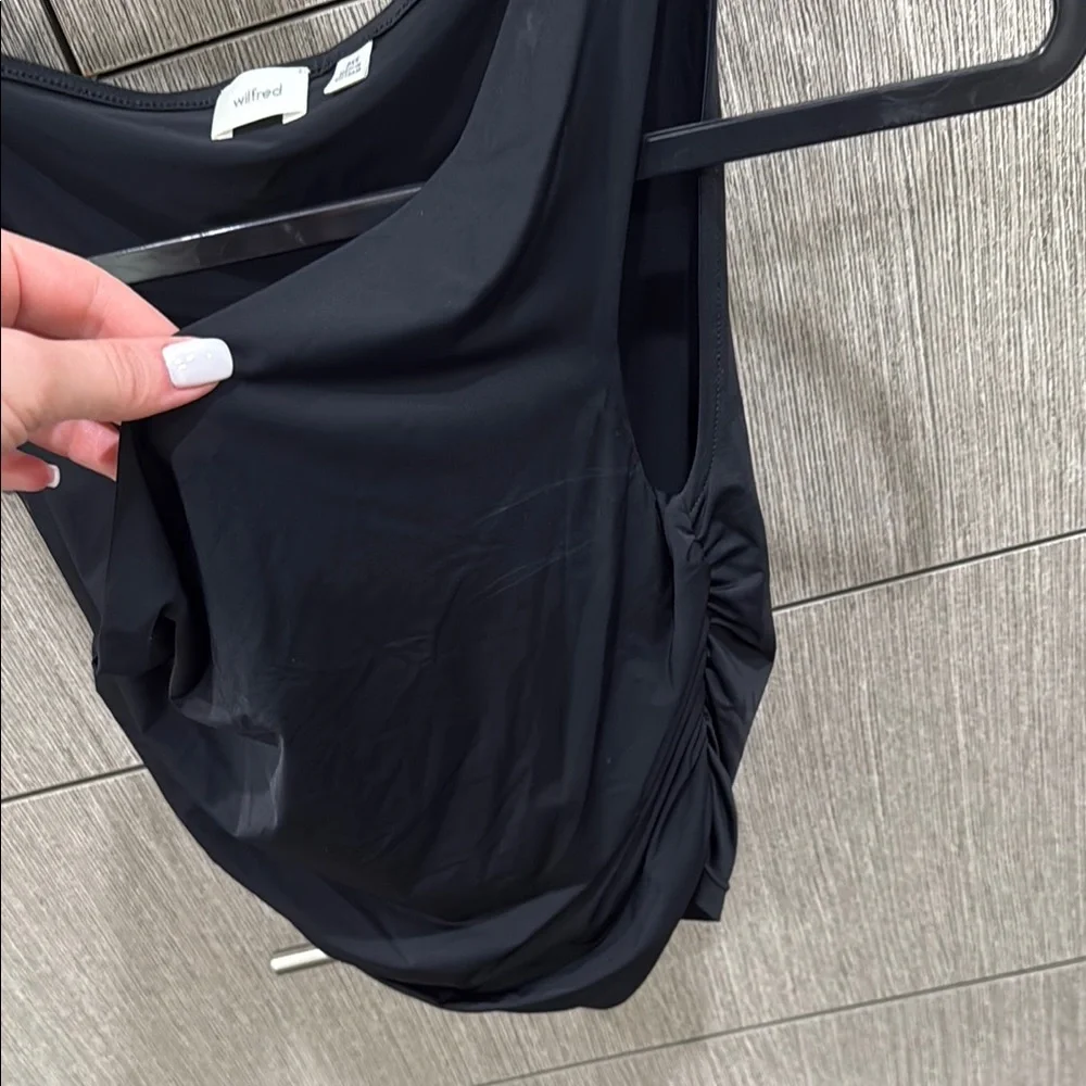 Elegant Black Draped Women's Top - Picture 2 of 5